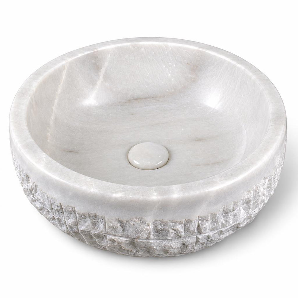 Yuvarlak Lavabo — Beyaz Keski Dokulu, 41 cm — stüdyo görünümü