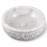 Yuvarlak Lavabo — Beyaz Keski Dokulu, 41 cm — stüdyo görünümü