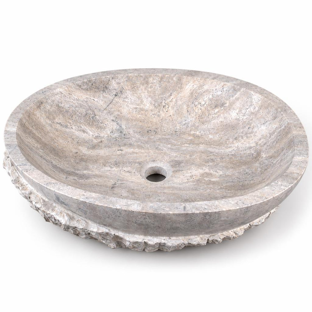 Yuvarlak Lavabo — Ham Kenarlı Gri Bej, 60 cm — stüdyo görünümü