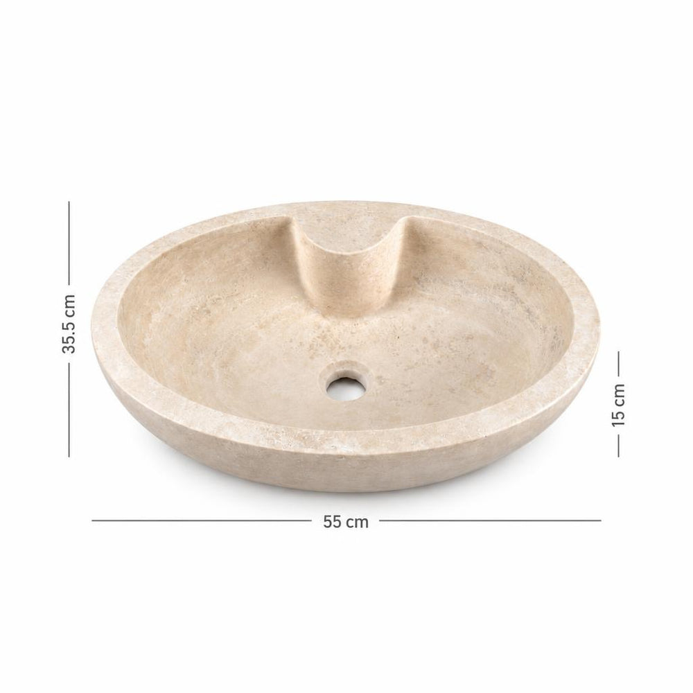 Lavabo DSF0905 ölçü görseli — genişlik 55 cm × derinlik 35,5 cm × yükseklik 15 cm