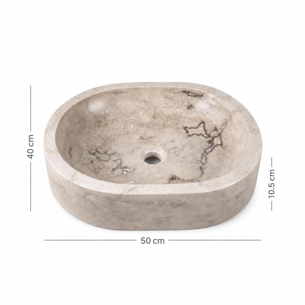 Lavabo DSF0911 ölçü görseli — genişlik 50 cm × derinlik 40 cm × yükseklik 10,5 cm