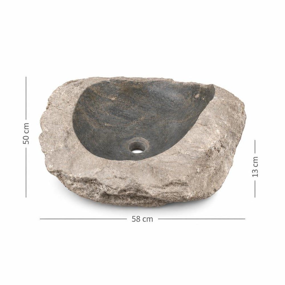 Lavabo DSF0920 ölçü görseli — genişlik 58 cm × derinlik 50 cm × yükseklik 13 cm