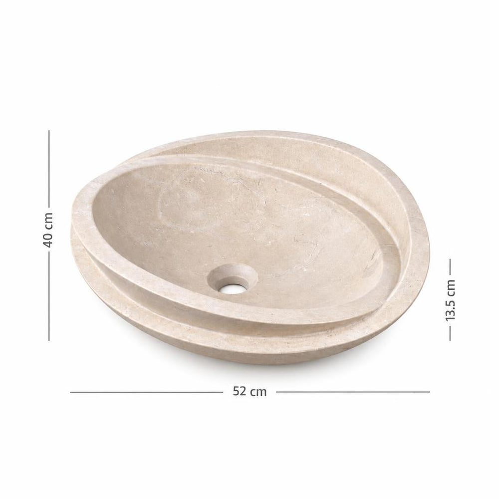 Lavabo DSF0930 ölçü görseli — genişlik 52 cm × derinlik 40 cm × yükseklik 13,5 cm
