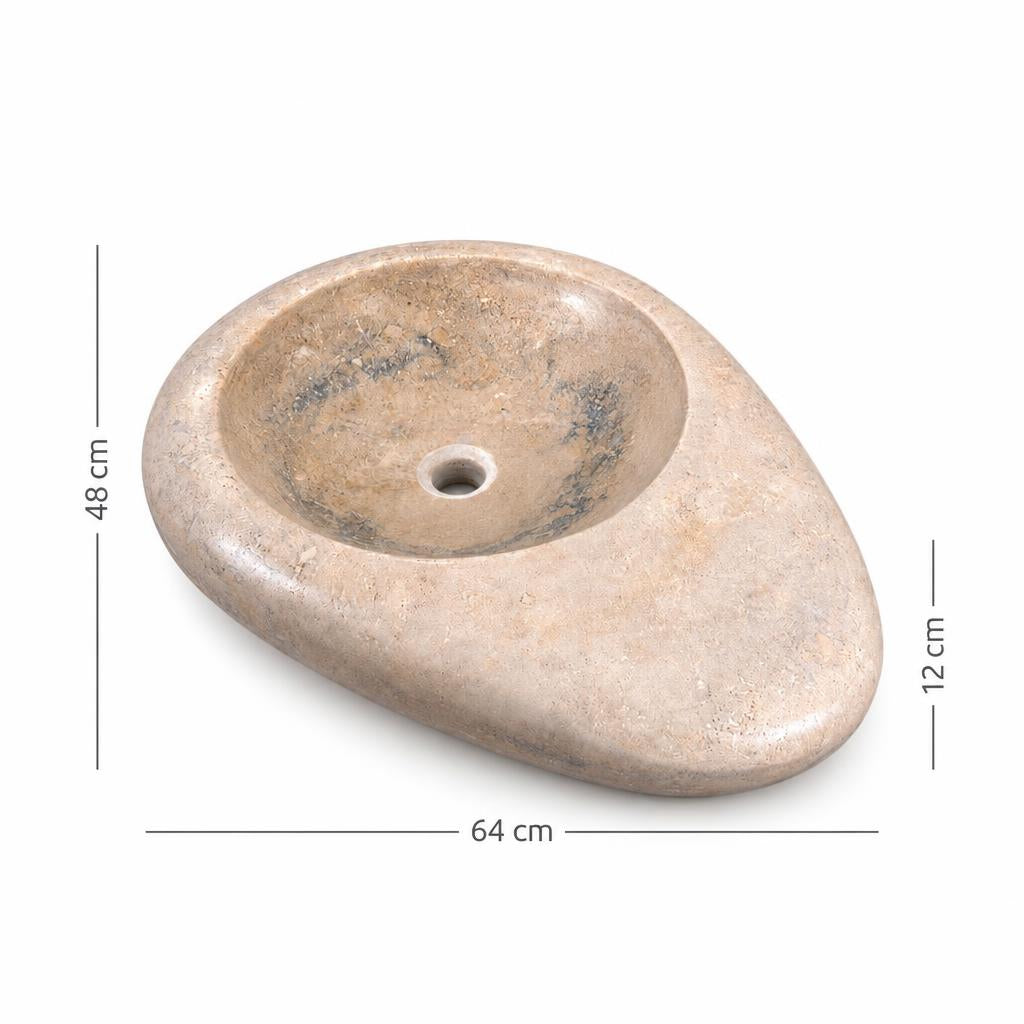 Lavabo DSF0937 ölçü görseli — genişlik 64 cm × derinlik 48 cm × yükseklik 12 cm