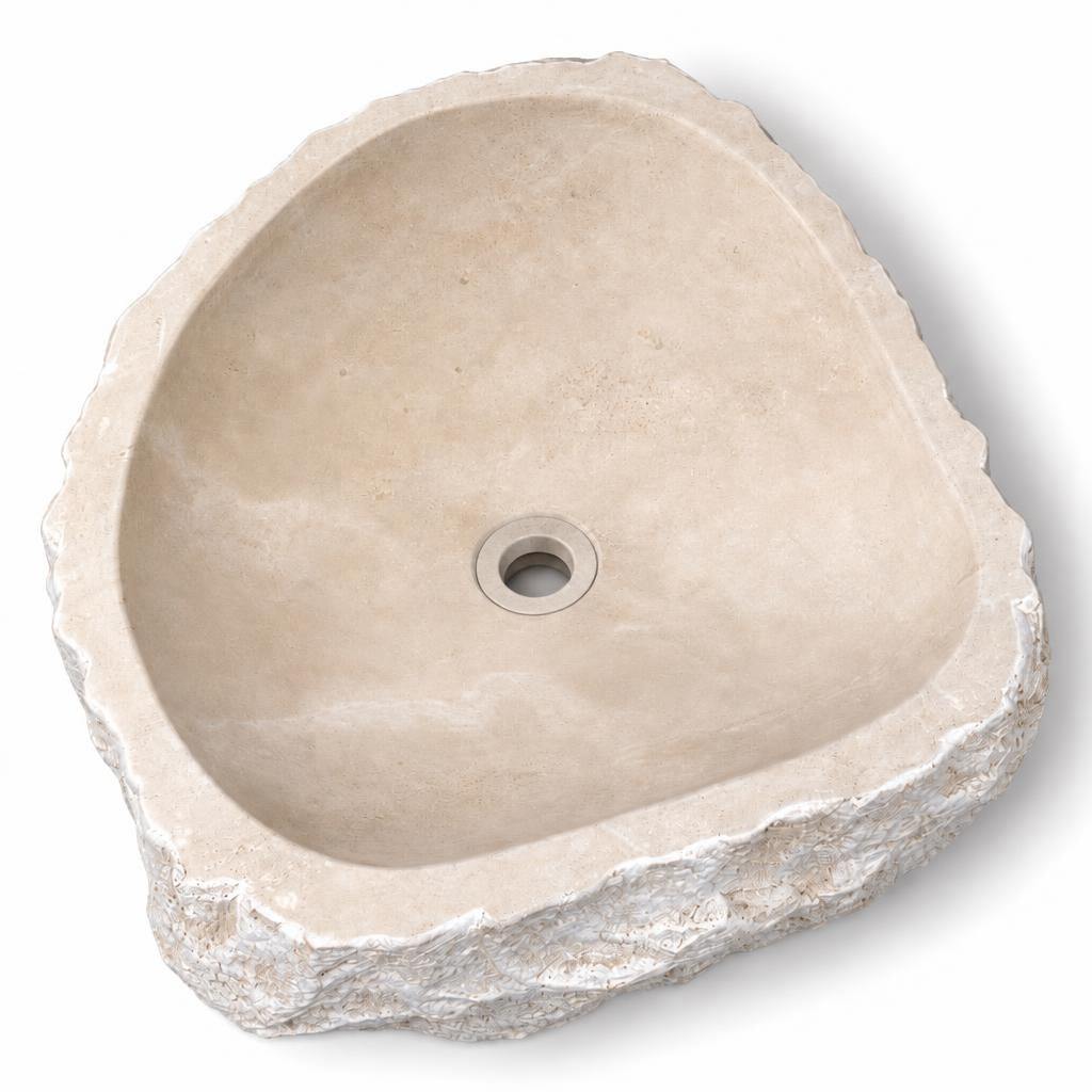 Yuvarlak Lavabo — Kırık Dış Yüzeyli, 50 cm — stüdyo görünümü