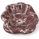 Çiçek Formlu Lavabo — Bordo Damarlı, 39 cm — stüdyo görünümü