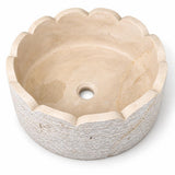 Çiçek Kenarlı Lavabo — Kum Beji, 41 cm — stüdyo görünümü