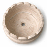 Yuvarlak Lavabo — Dilimli Kenarlı Bej, 39 cm — stüdyo görünümü