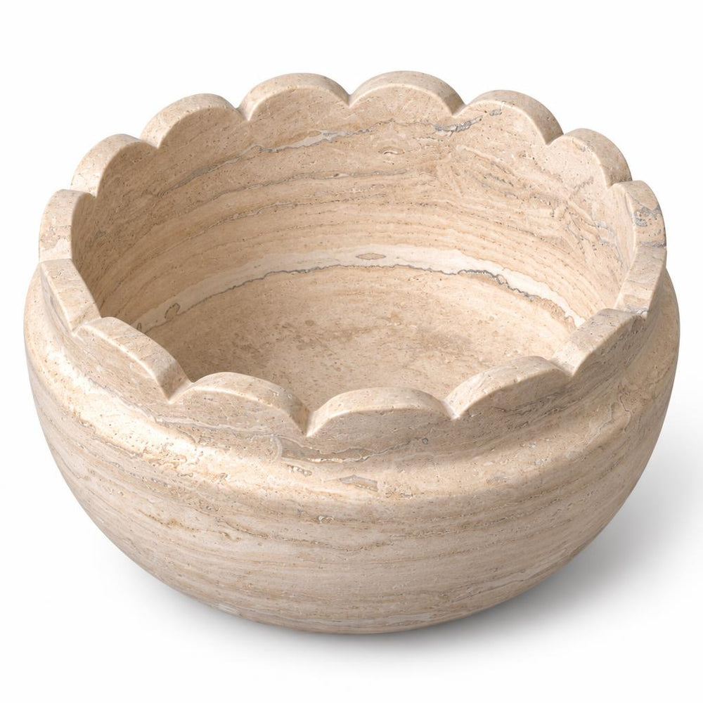 Yuvarlak Lavabo — Dilimli Kenarlı Bej, 39 cm — stüdyo görünümü