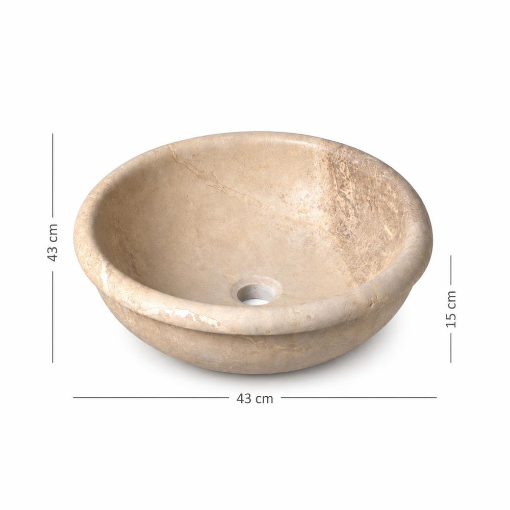 Lavabo DSF1683 ölçü görseli — genişlik 43 cm × derinlik 43 cm × yükseklik 15 cm