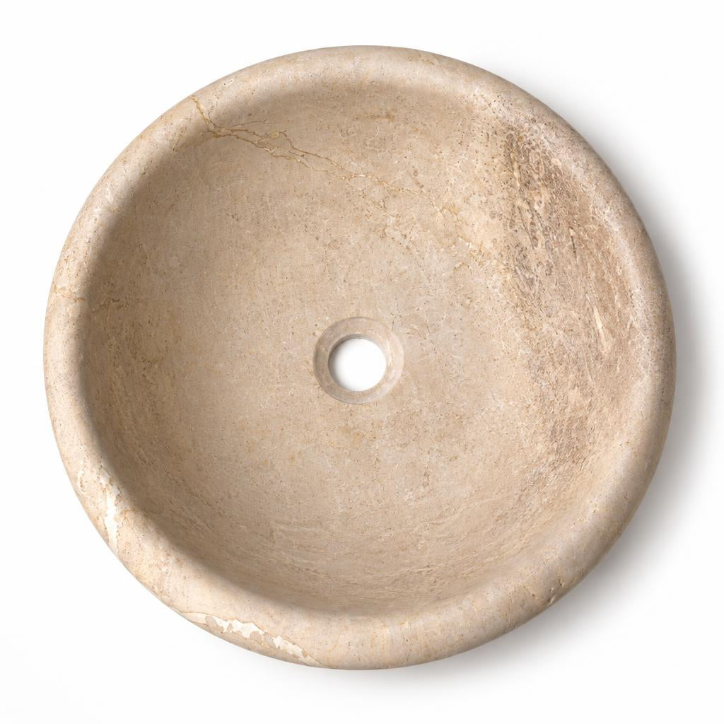 Yuvarlak Lavabo — Pürüzsüz Bej, 43 cm — stüdyo görünümü