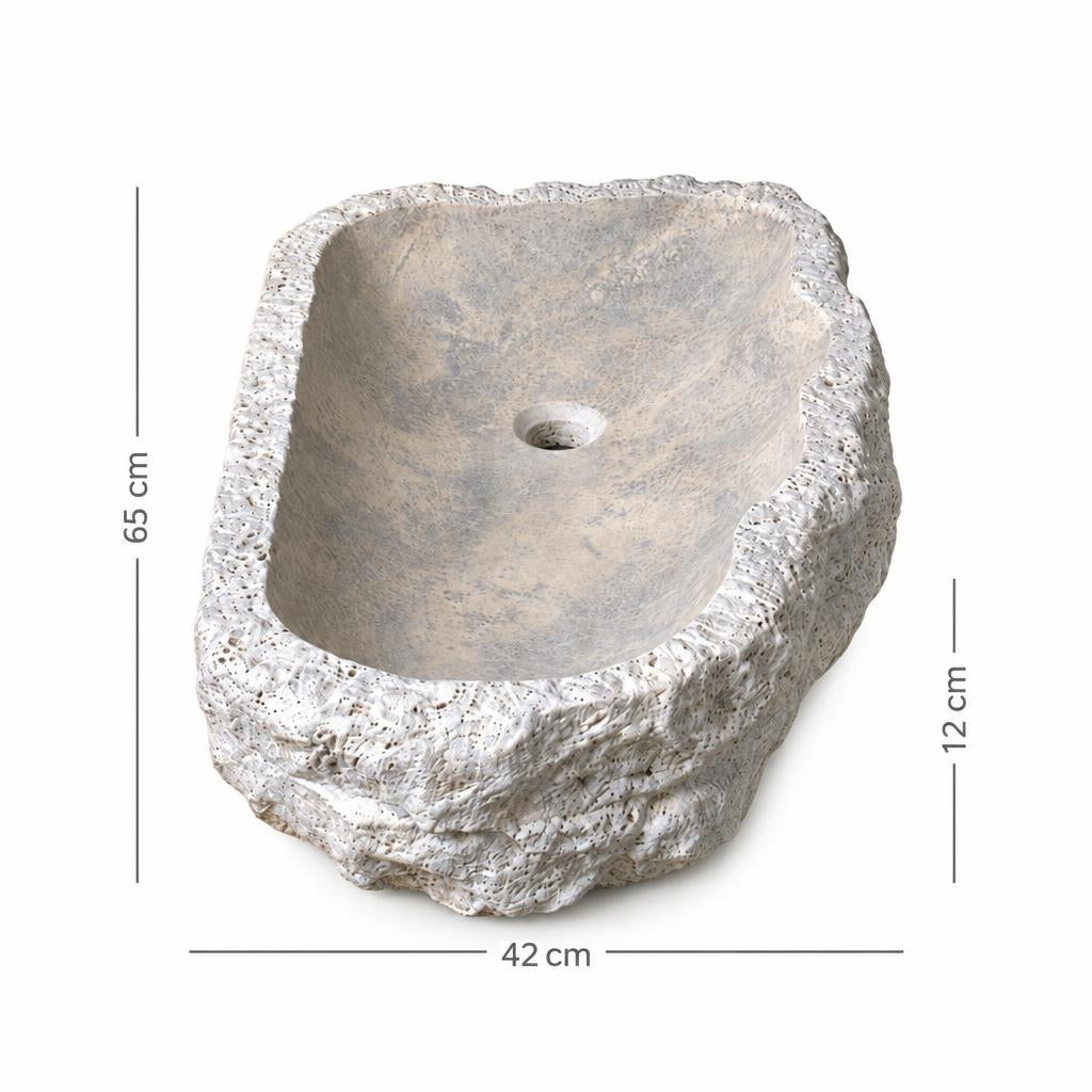 Lavabo DSF1690 ölçü görseli — genişlik 42 cm × derinlik 65 cm × yükseklik 12 cm