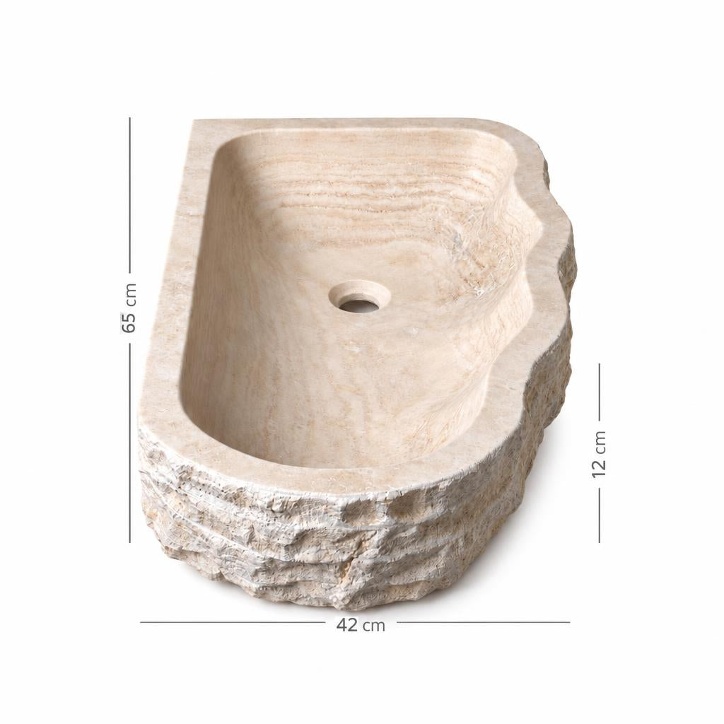 Lavabo DSF1694 ölçü görseli — genişlik 42 cm × derinlik 65 cm × yükseklik 12 cm