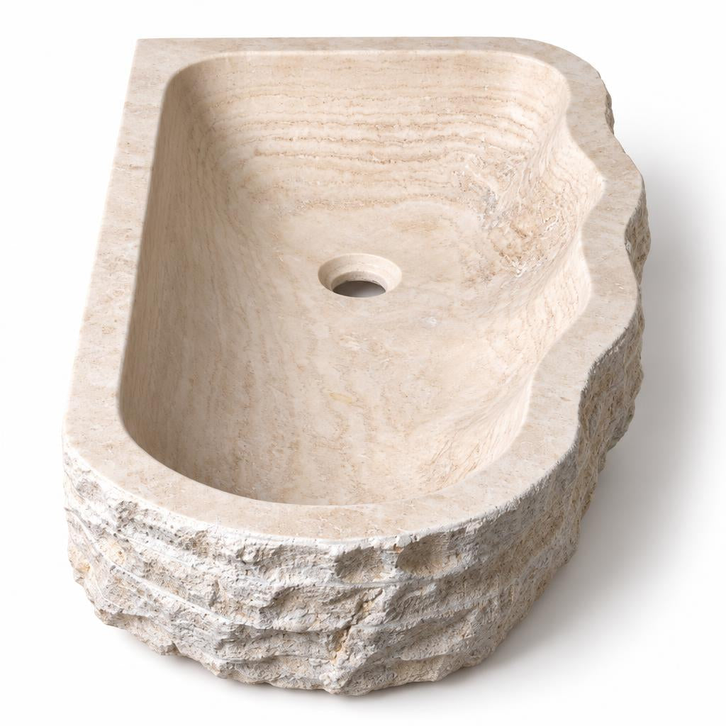 Dikdörtgen Lavabo — Dalgalı Ham Kenarlı, 42 cm — stüdyo görünümü