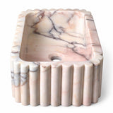 Kare Lavabo — Pembe Damarlı Yivli, 30 cm — stüdyo görünümü