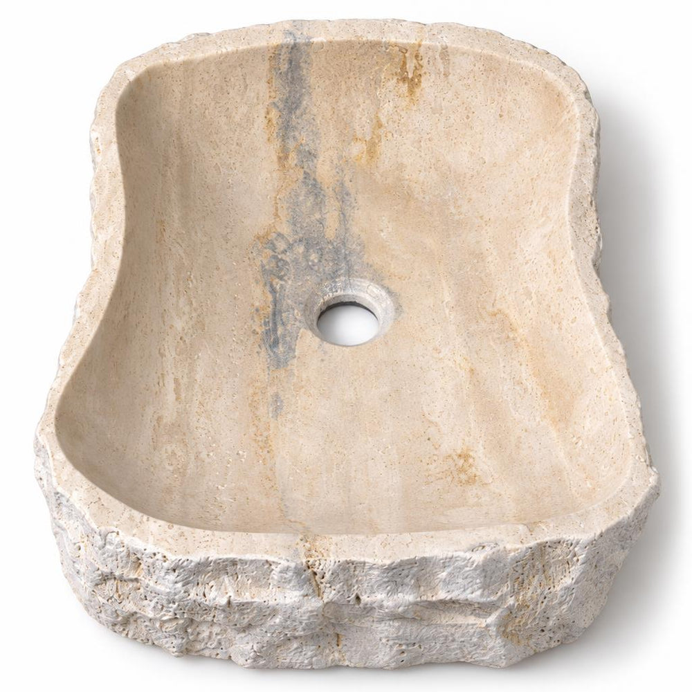 Dikdörtgen Lavabo — Açık Bej Ham Yanlı, 39 cm — stüdyo görünümü