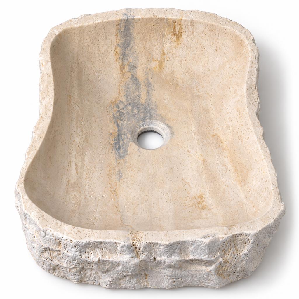 Dikdörtgen Lavabo — Açık Bej Ham Yanlı, 39 cm — stüdyo görünümü