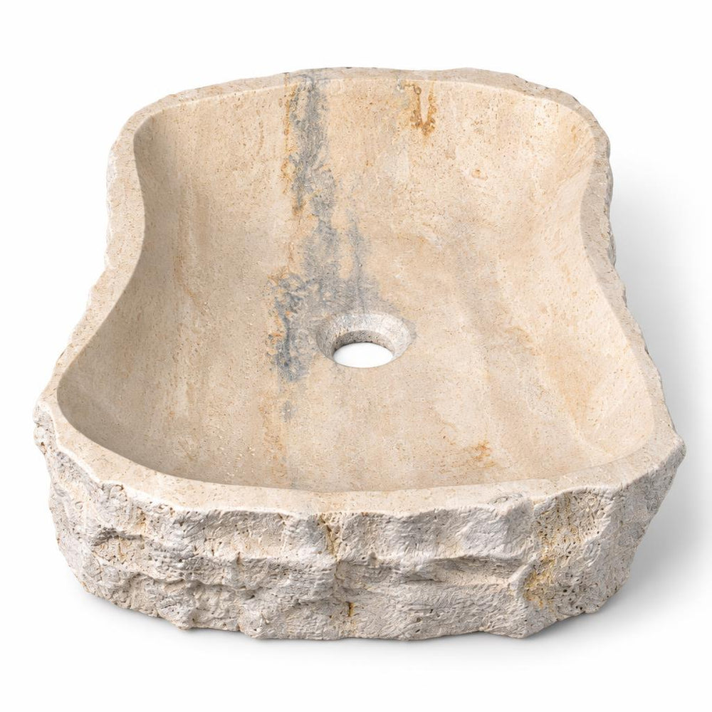 Dikdörtgen Lavabo — Açık Bej Ham Yanlı, 39 cm — stüdyo görünümü