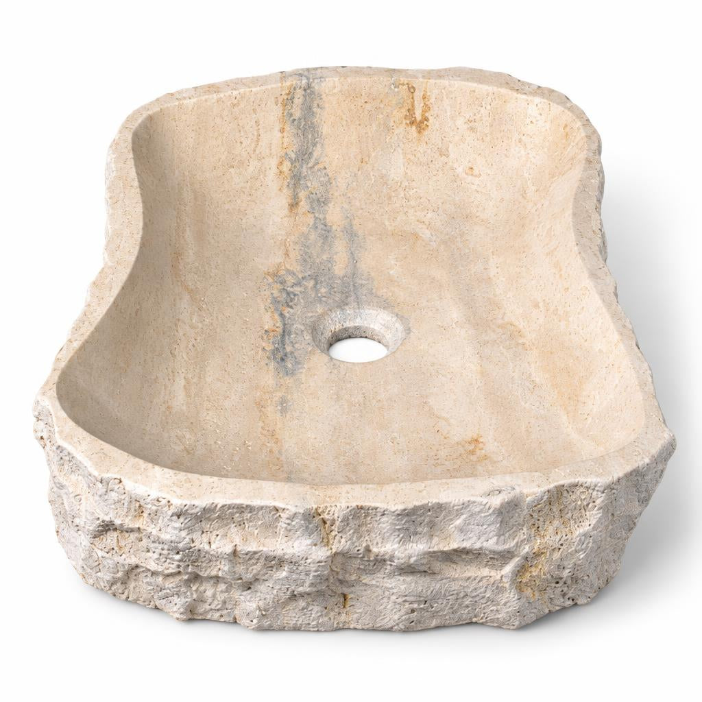 Dikdörtgen Lavabo — Açık Bej Ham Yanlı, 39 cm — stüdyo görünümü