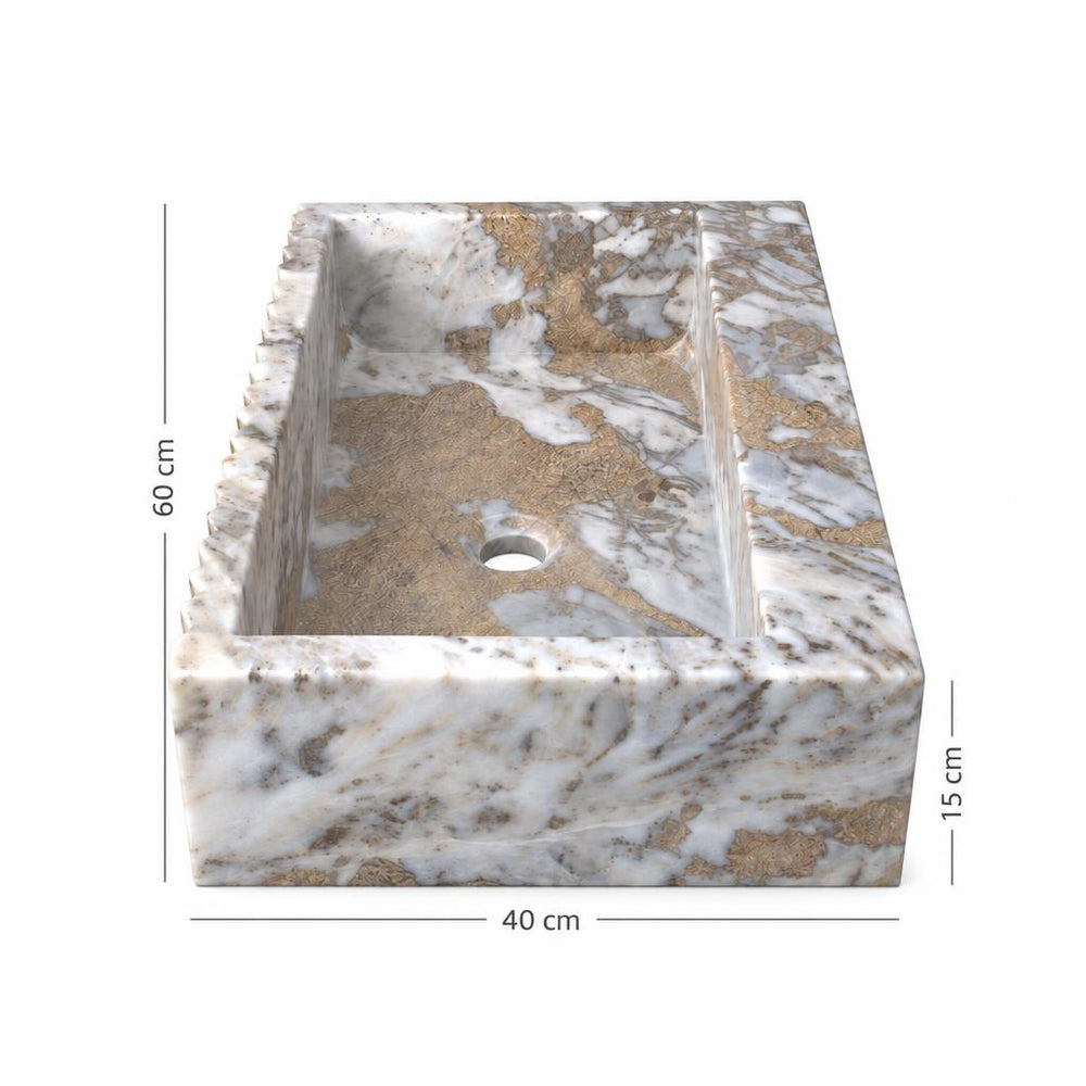 Lavabo DSF1712 ölçü görseli — genişlik 40 cm × derinlik 60 cm × yükseklik 15 cm