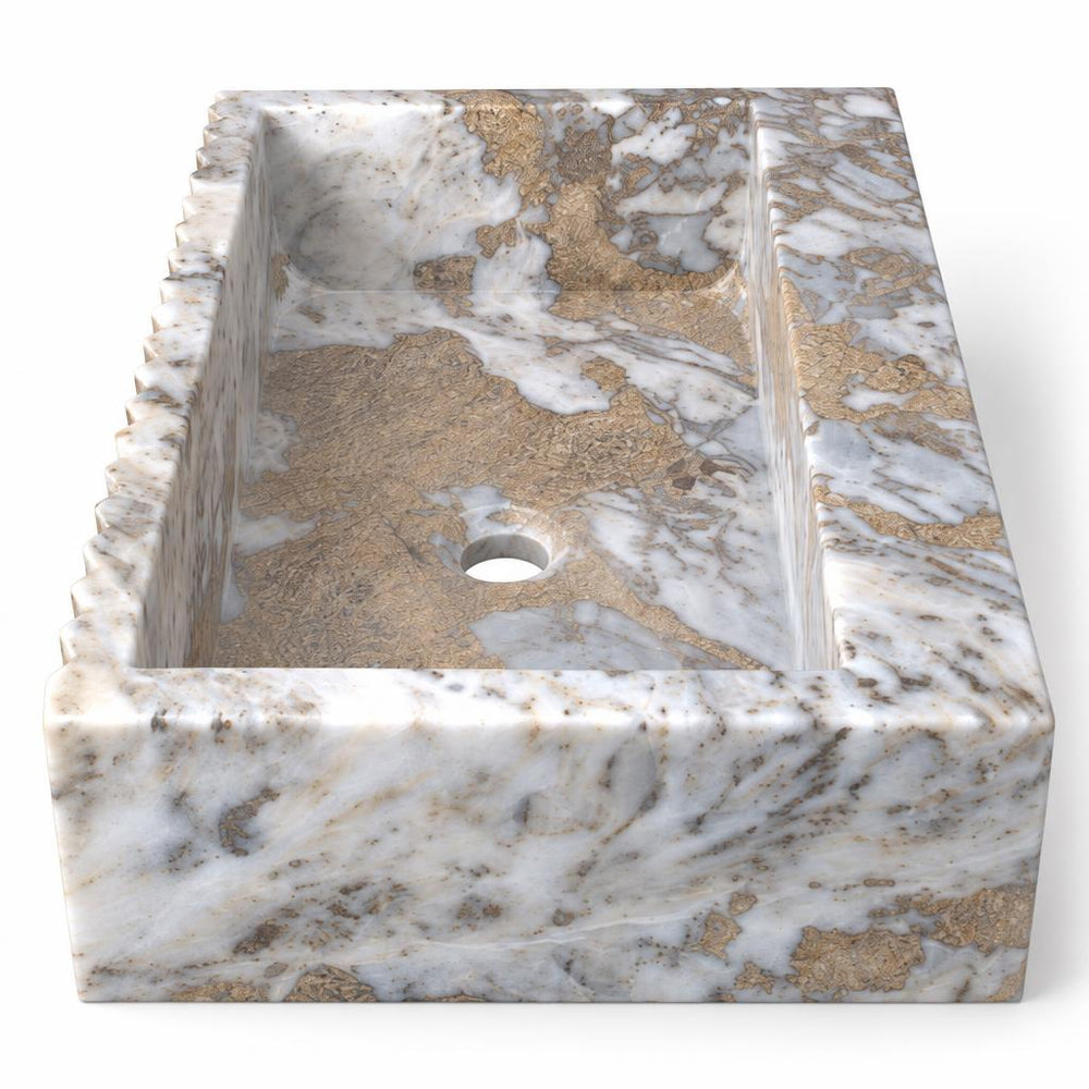 Kare Lavabo — Çok Renkli Damarlı, 40 cm — stüdyo görünümü