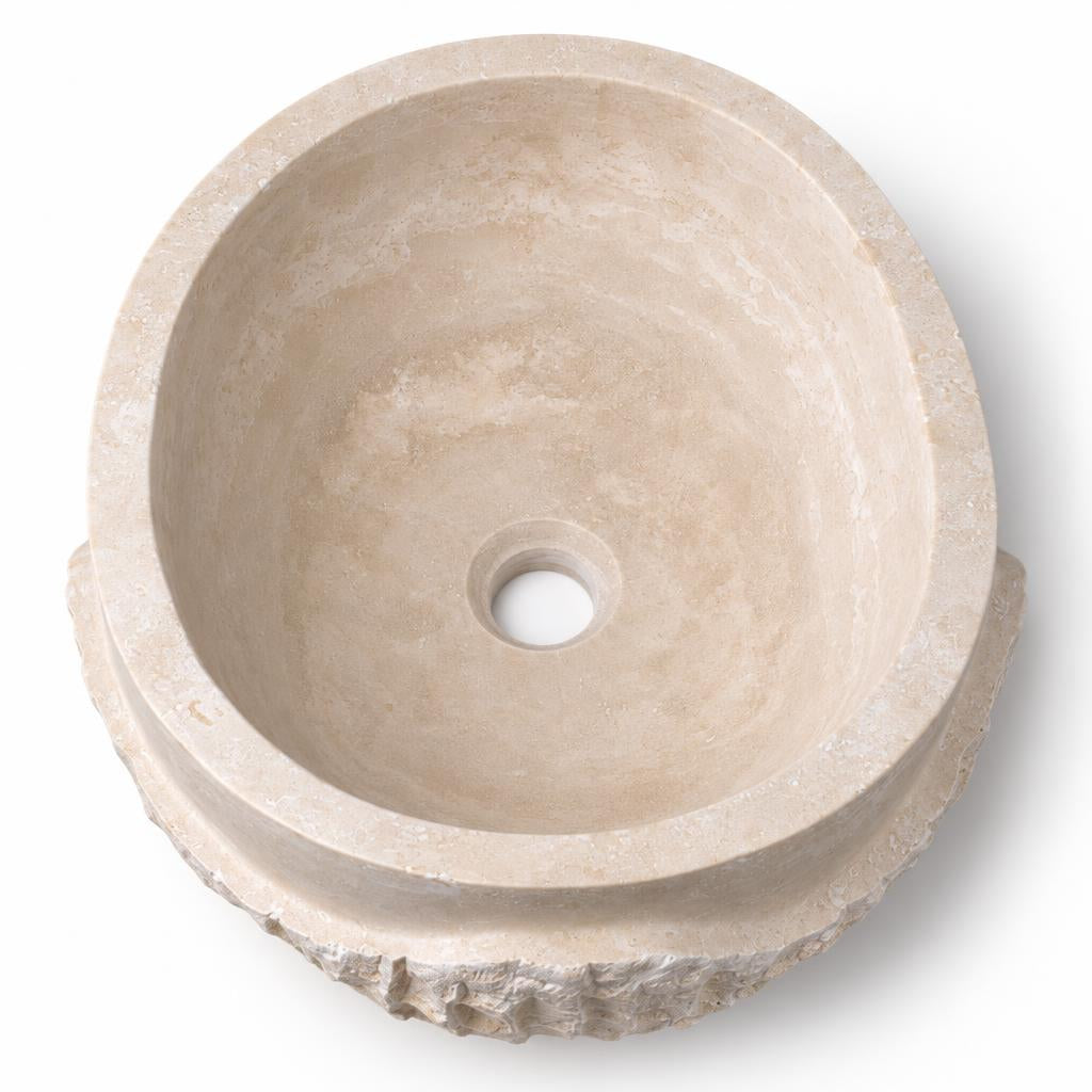 Yuvarlak Lavabo — Bej Ham Kenarlı, 38 cm — stüdyo görünümü