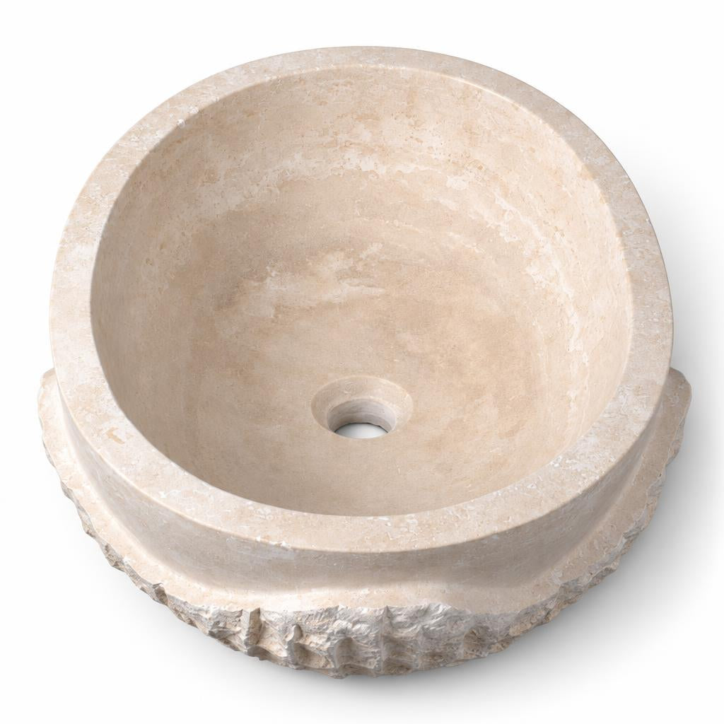Yuvarlak Lavabo — Bej Ham Kenarlı, 38 cm — stüdyo görünümü