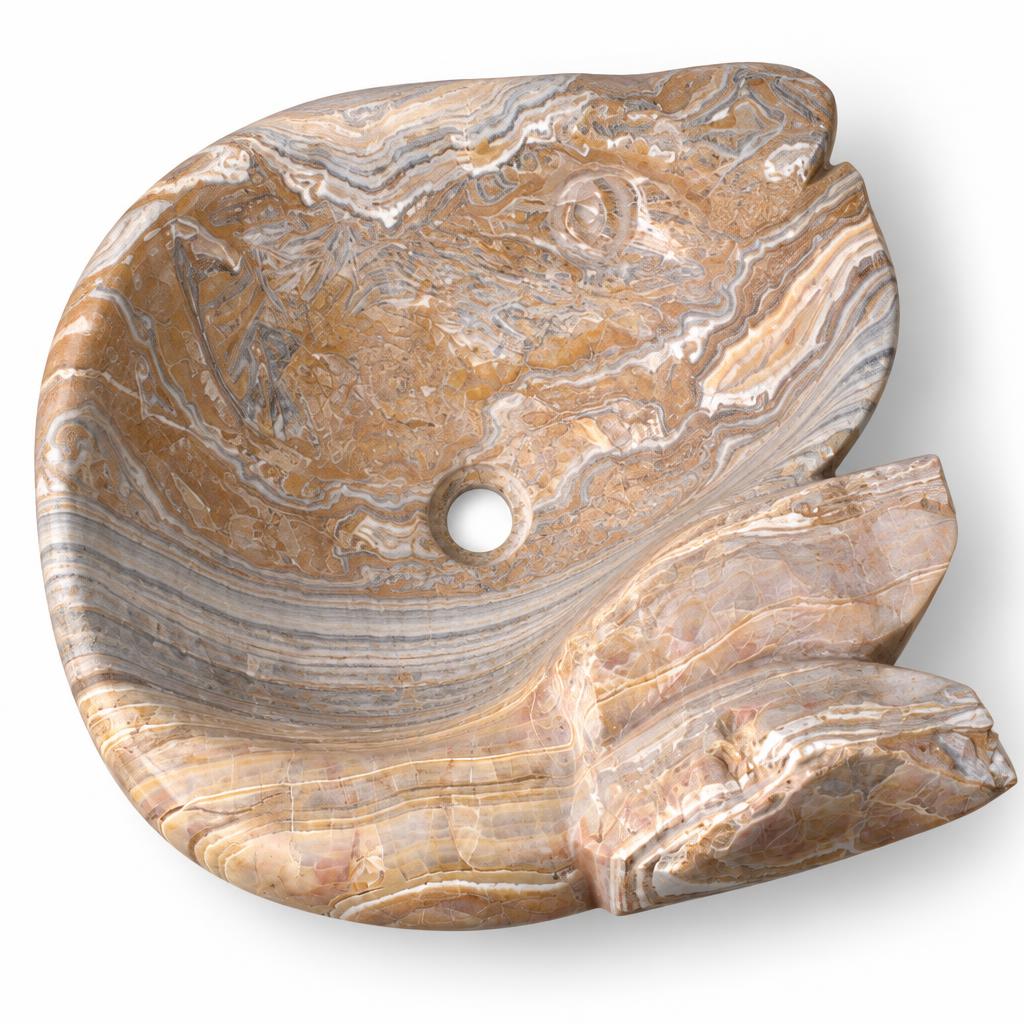 Organik Form Lavabo — Kahverengi Damarlı, 57 cm — stüdyo görünümü