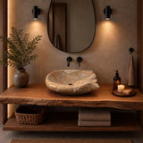 Organik Form Lavabo — Kahverengi Damarlı, 57 cm — stilize mekân sunumu