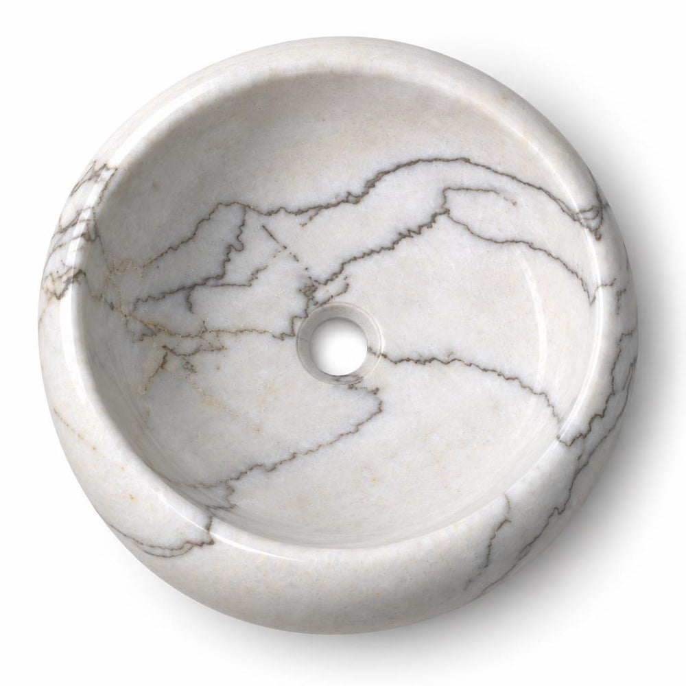 Yuvarlak Lavabo — Beyaz Damarlı, 42 cm — stüdyo görünümü
