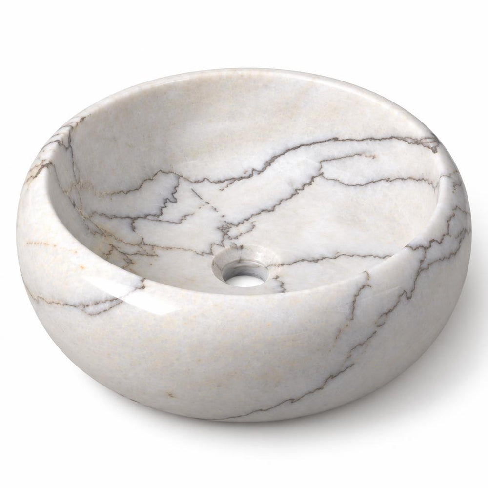 Yuvarlak Lavabo — Beyaz Damarlı, 42 cm — stüdyo görünümü
