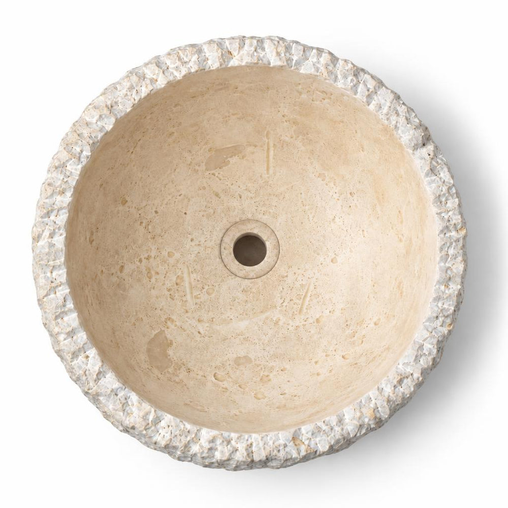 Yuvarlak Lavabo — Kırık Taş Dış Yüzeyli, 30 cm — stüdyo görünümü
