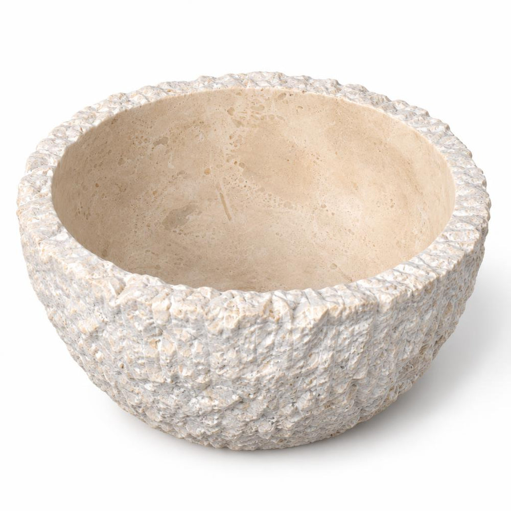 Yuvarlak Lavabo — Kırık Taş Dış Yüzeyli, 30 cm — stüdyo görünümü