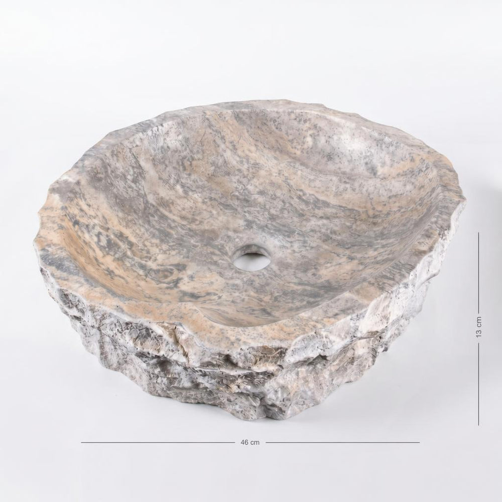 El yapımı porselen lavabo DSF0865 ölçü görseli — Genişlik 46 cm × yükseklik 13 cm