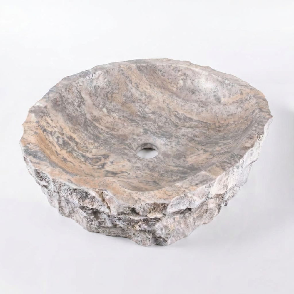 El Yapımı Porselen Serbest Form Lavabo — Gri Bej, 46 cm — stüdyo görünümü