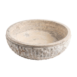 El Yapımı Porselen Yuvarlak Lavabo — Dokulu Krem, 45 cm — stüdyo görünümü