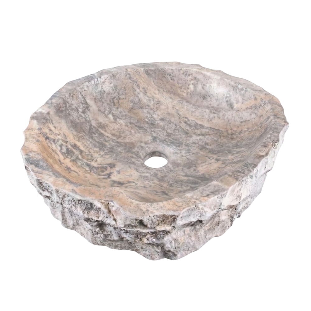 El Yapımı Porselen Serbest Form Lavabo — Gri Bej, 46 cm — stüdyo görünümü